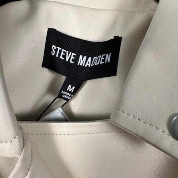 Steve Madden Vinka Faux Leather Motorcycle Jacket Bone Size M - Picture 5 of 9